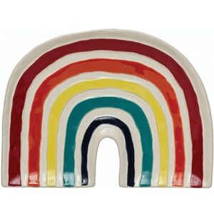 Creative CO-OP Hand-Painted Debossed Stonewear Rainbow Plate 10 x 1 x 7